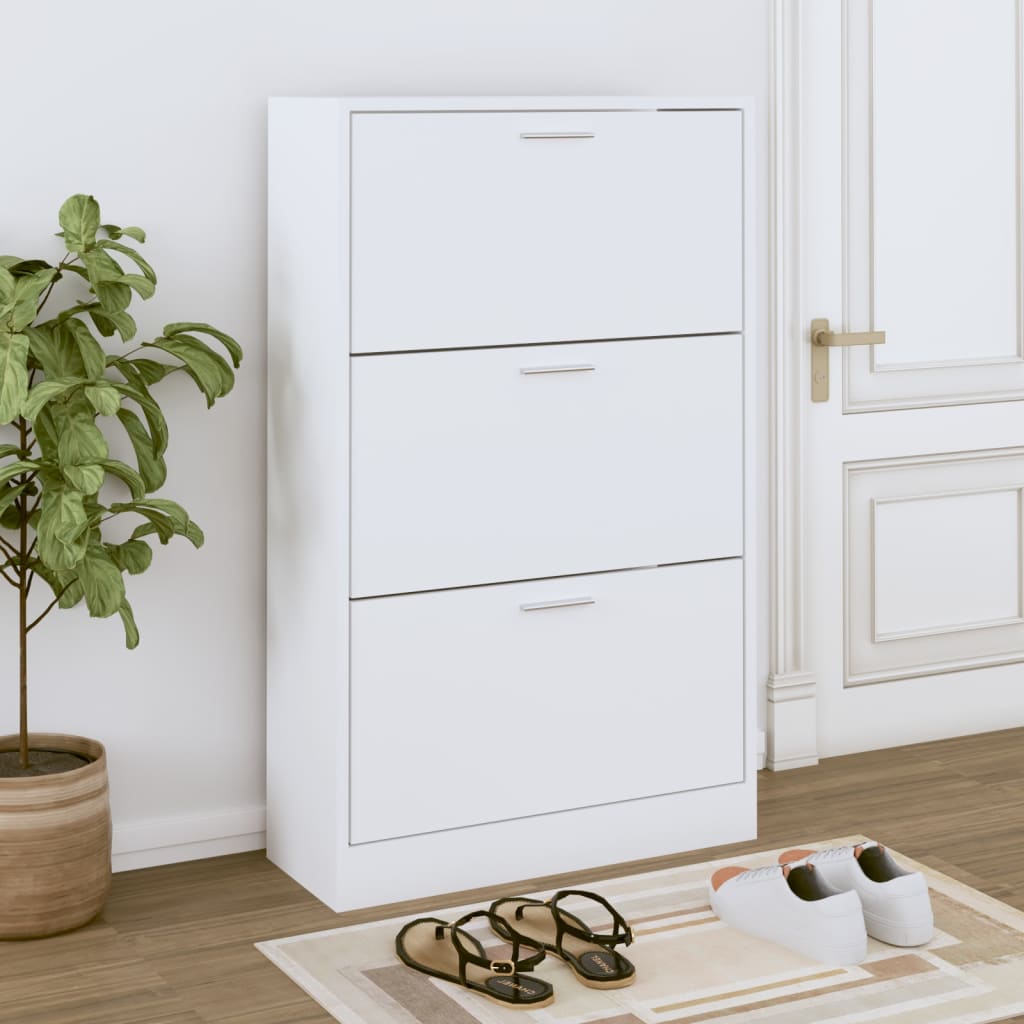 Vetonek Mueble zapatero madera contrachapada blanco 63x24x103 cm