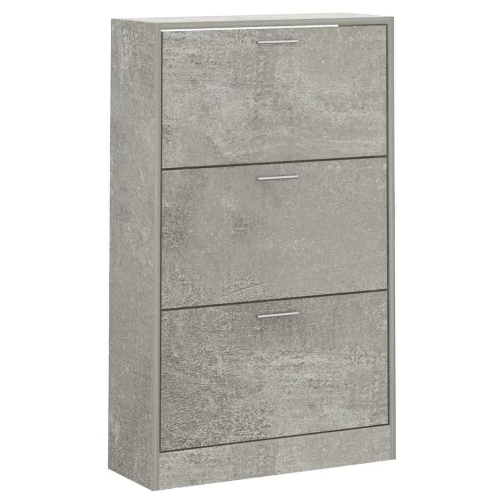 Mueble zapatero madera gris hormigón 63x24x103 cm