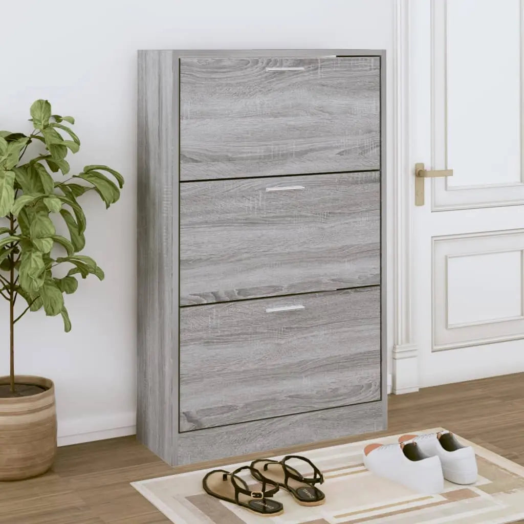 Vetonek Mueble zapatero madera contrachapada gris Sonoma 63x24x103 cm