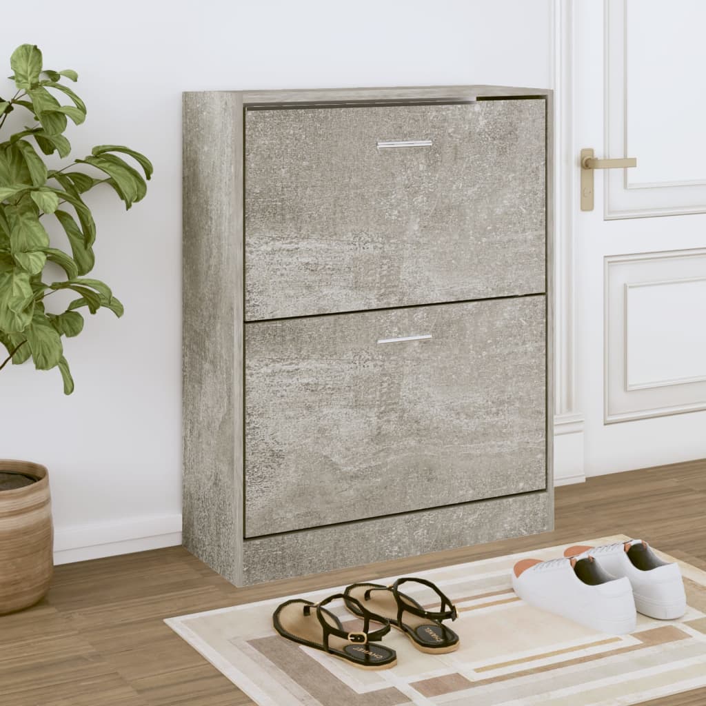 Vetonek Mueble zapatero madera contrachapada gris hormigón 63x24x81cm