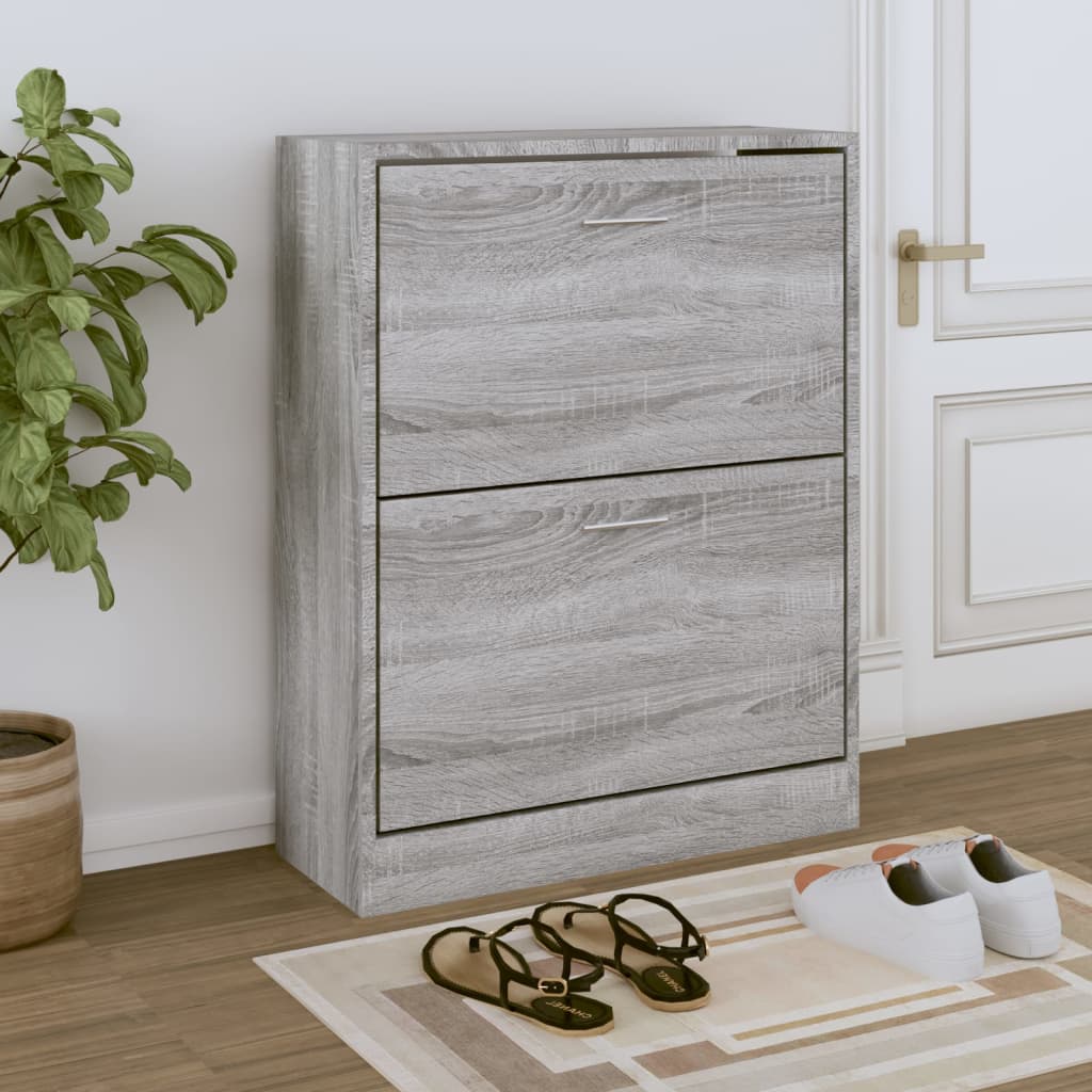 Vetonek Mueble zapatero madera contrachapada gris Sonoma 63x24x81 cm