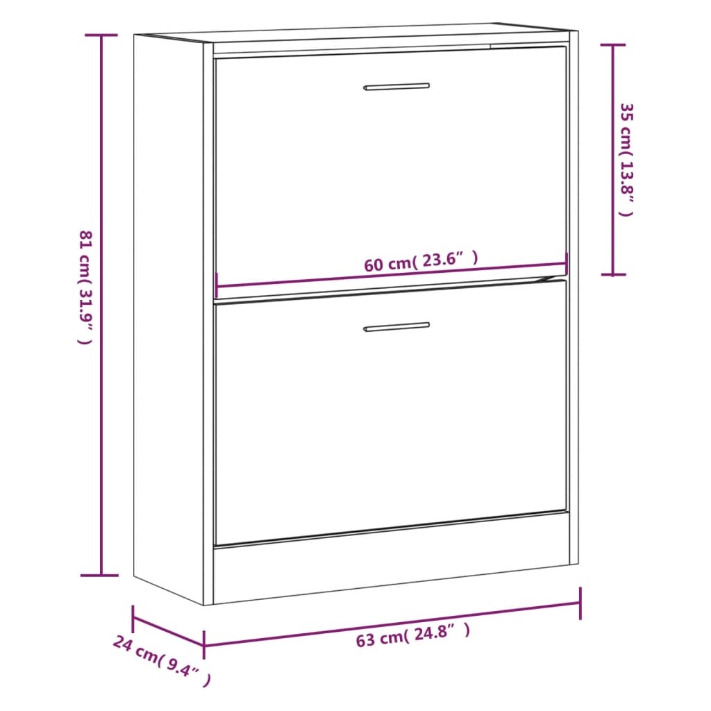 Mueble zapatero madera marrón roble 63x24x81 cm vidaXL