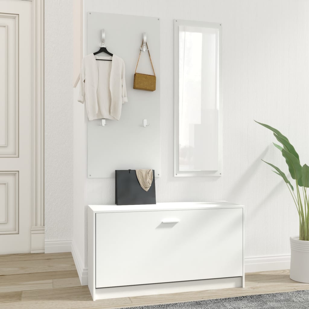 Set de mueble zapatero 3 en 1 madera blanco