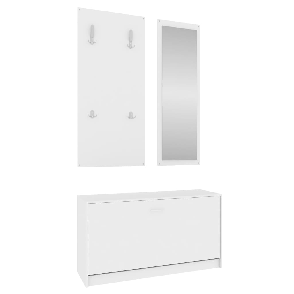 Set di mobili scarpiera 3 in 1 in compensato bianco v5414 - Vetonek