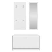 Set di mobili scarpiera 3 in 1 in compensato bianco v5414 - Vetonek