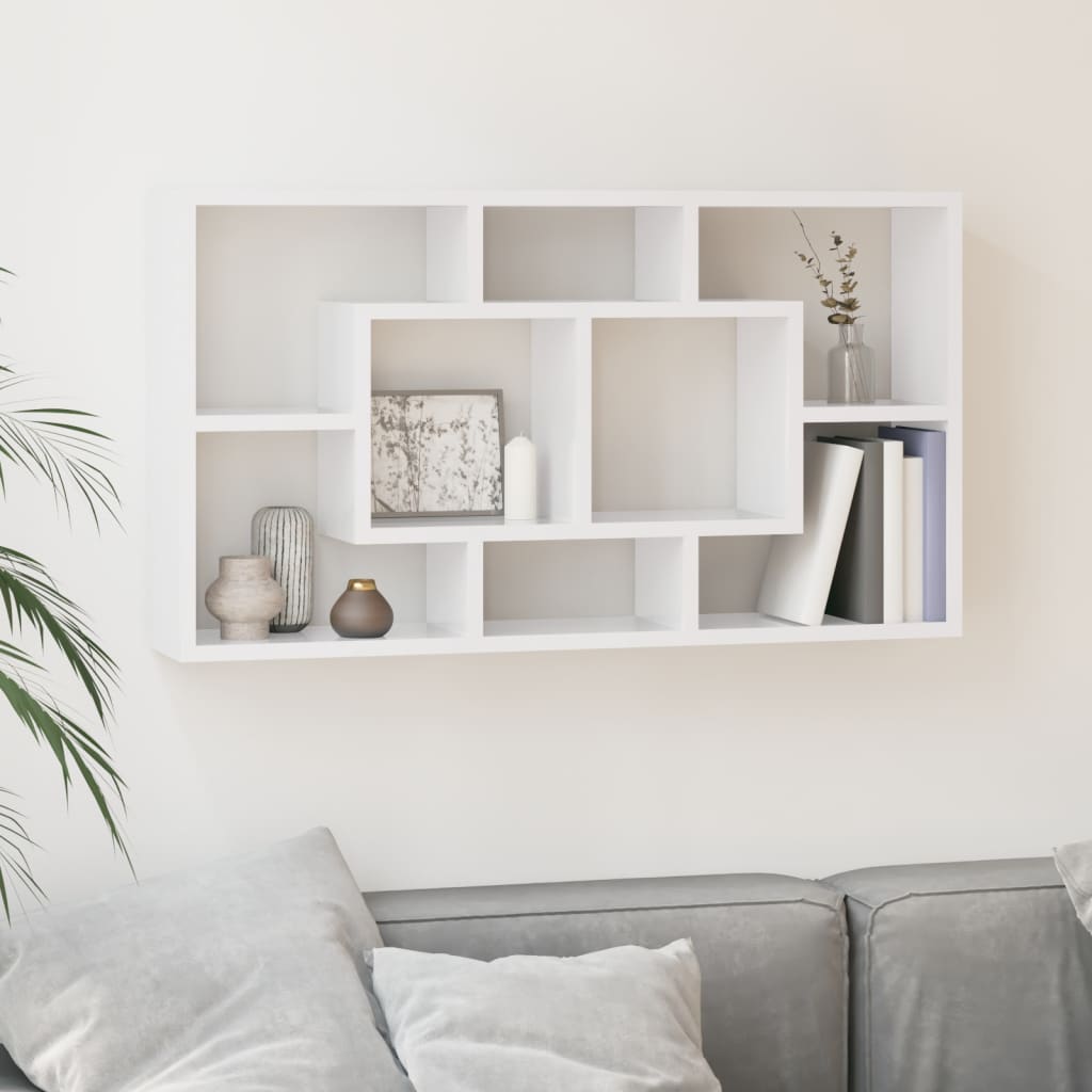 Vetonek Estantería de pared con 8 compartimentos blanco brillante