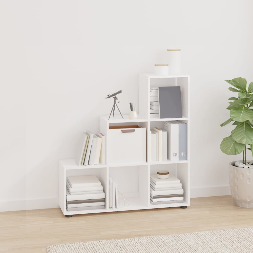 Vetonek Estantería forma de escalera madera contrachapada blanco brillo