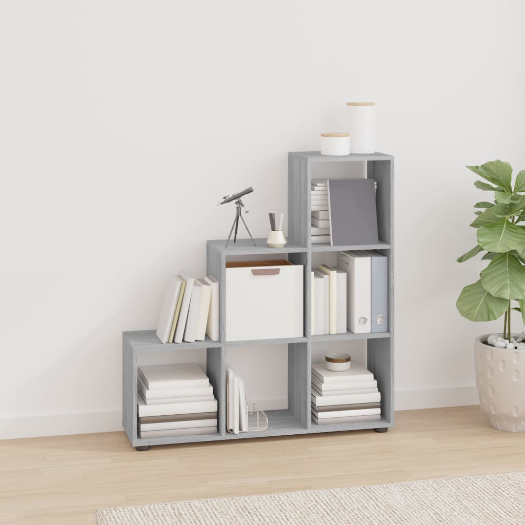 Vetonek Estantería forma de escalera madera contrachapada gris Sonoma