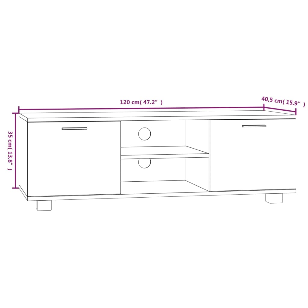 Mueble para TV madera contrachapada roble ahumado 120x40,5x35cm