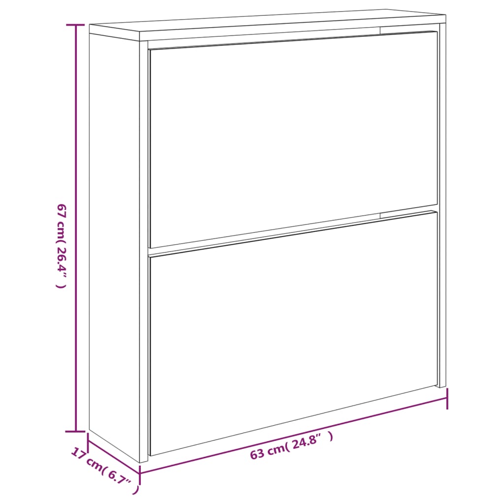 Mueble zapatero con espejo 2 niveles gris Sonoma 63x17x67 cm vidaXL