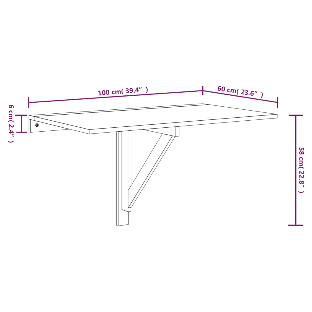 Klappwandtisch Ahumado Oak 100x60x56 cm