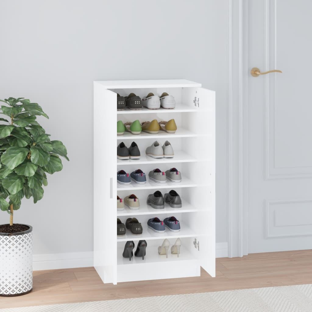 Mueble zapatero madera blanco brillo 55x35x108 cm vidaXL