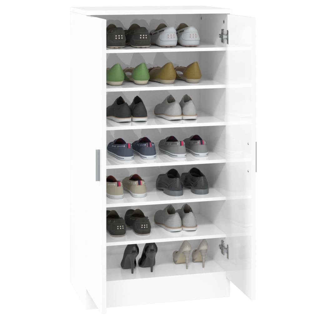 Mueble zapatero madera blanco brillo 55x35x108 cm - Vetonek