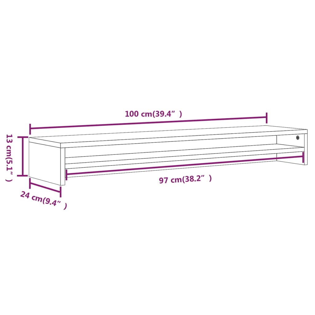 Soporte monitor madera roble marrón 100x24x13 cm vidaXL