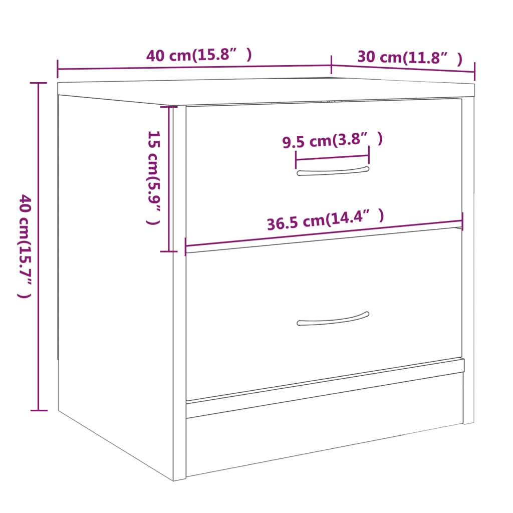 Mesitas noche 2 uds madera sintetizada Nexus roble ahumado 40x30x40 cm vidaXL