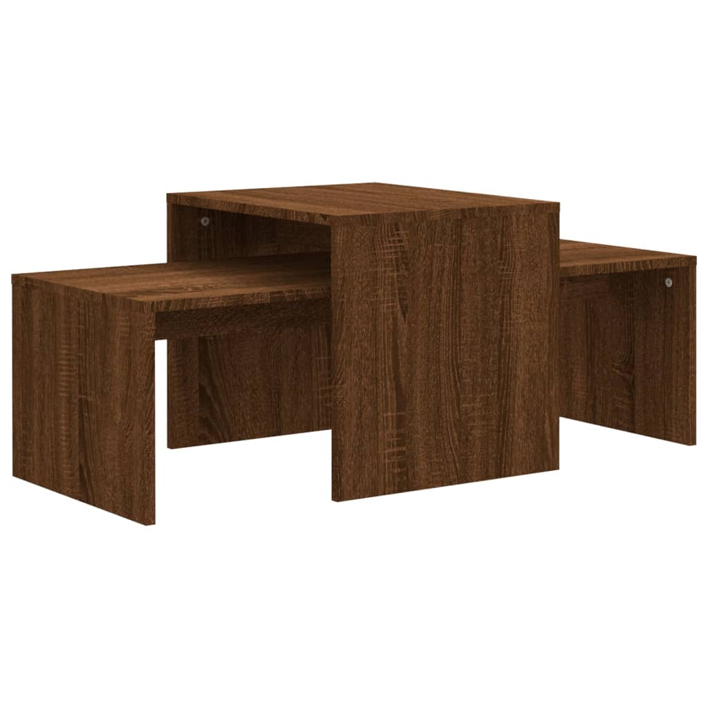 Set mesa de centro madera sintetizada Nexus roble marrón 100x48x40 cm vidaXL