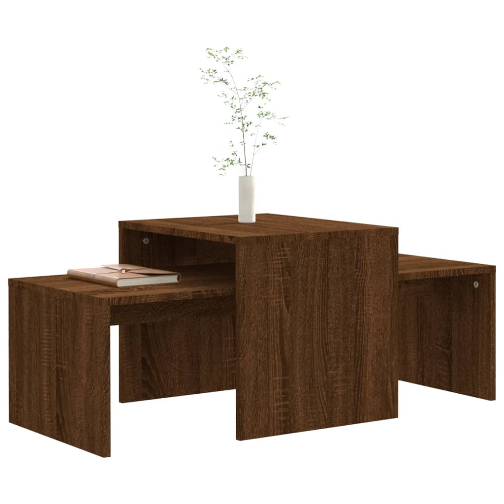 Set mesa de centro madera sintetizada Nexus roble marrón 100x48x40 cm vidaXL