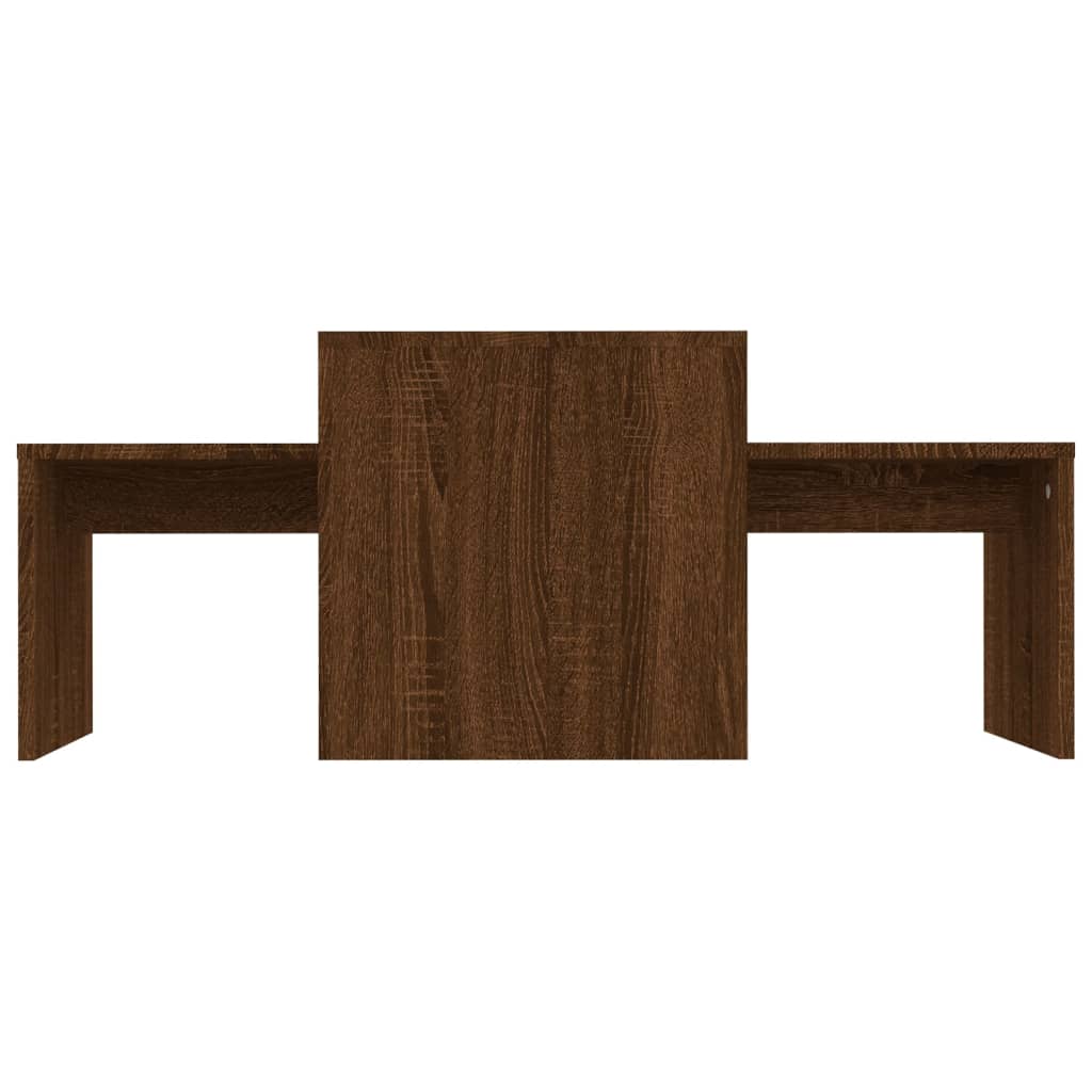 Set mesa de centro madera sintetizada Nexus roble marrón 100x48x40 cm vidaXL