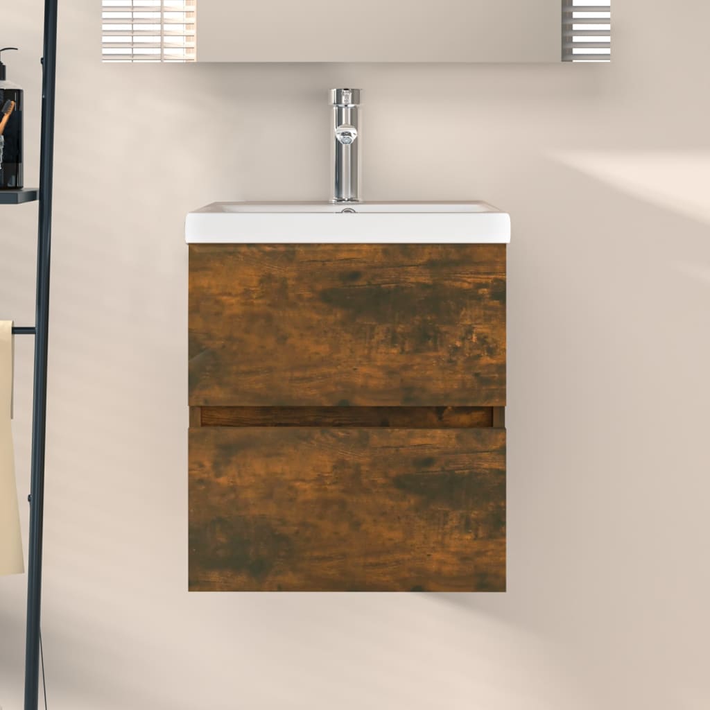 Vetonek Mueble de lavabo madera ingeniería roble ahumado 41x38,5x45 cm