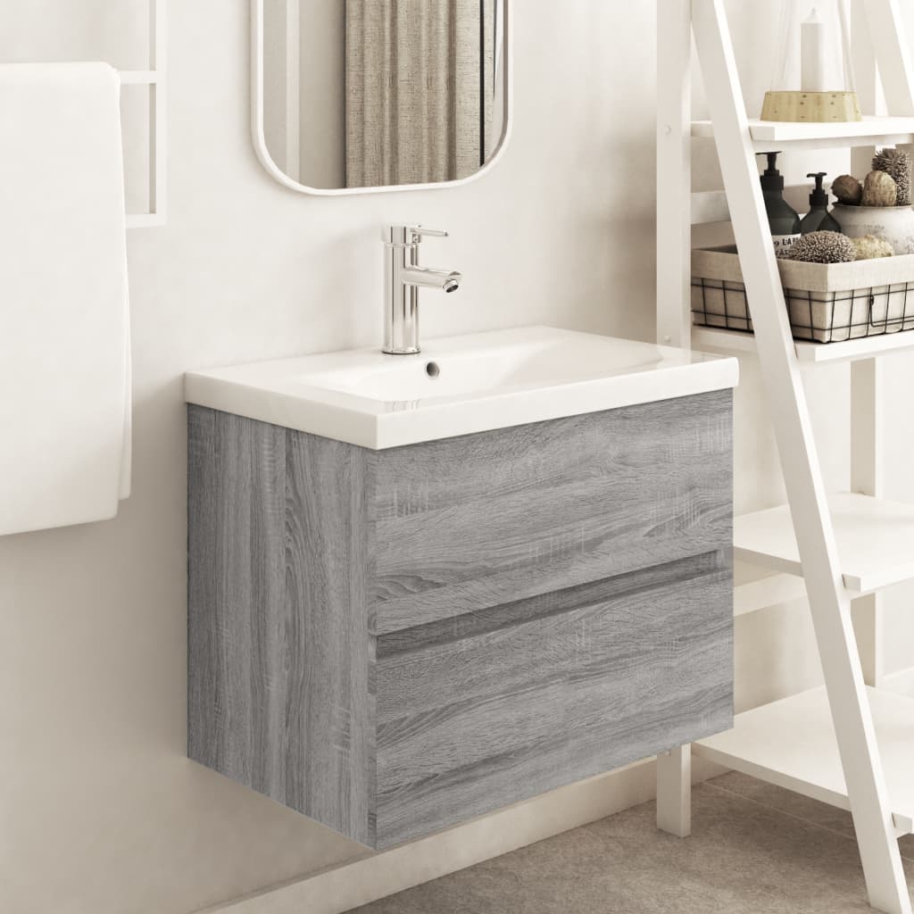 Vetonek Mueble de lavabo madera de ingeniería gris Sonoma 60x38,5x45 cm