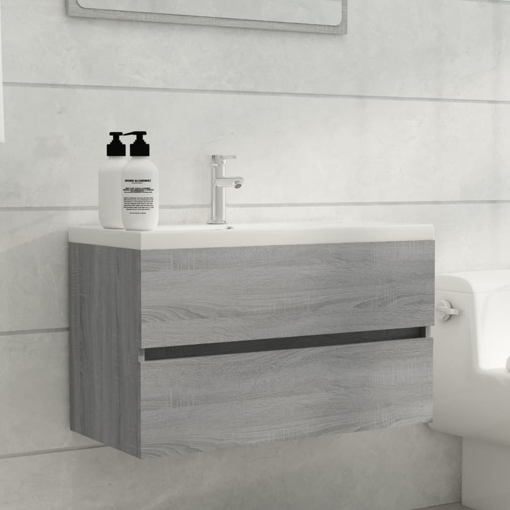 Vetonek Mueble de lavabo madera de ingeniería gris Sonoma 80x38,5x45cm