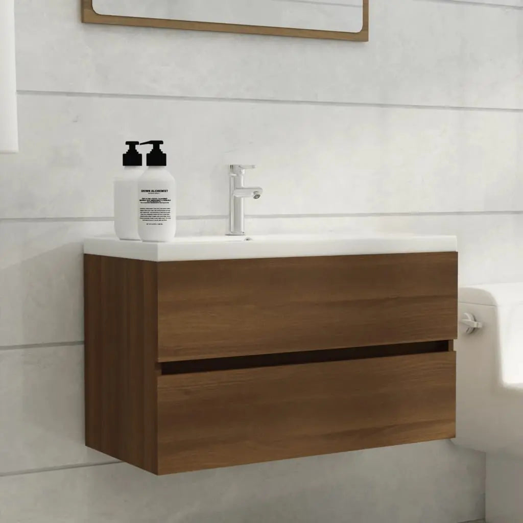 Vetonek Mueble de lavabo madera de ingeniería roble marrón 80x38,5x45cm