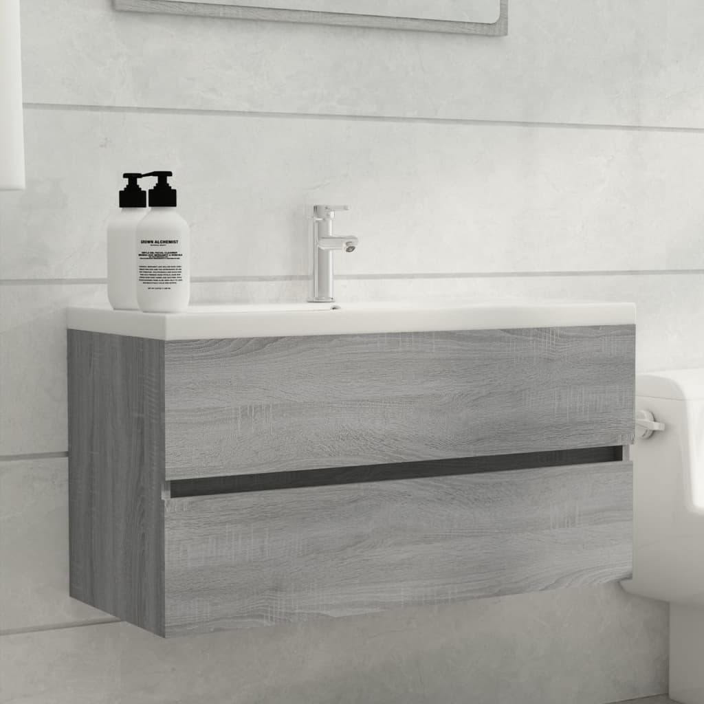 Vetonek Mueble de lavabo madera de ingeniería gris Sonoma 90x38,5x45cm