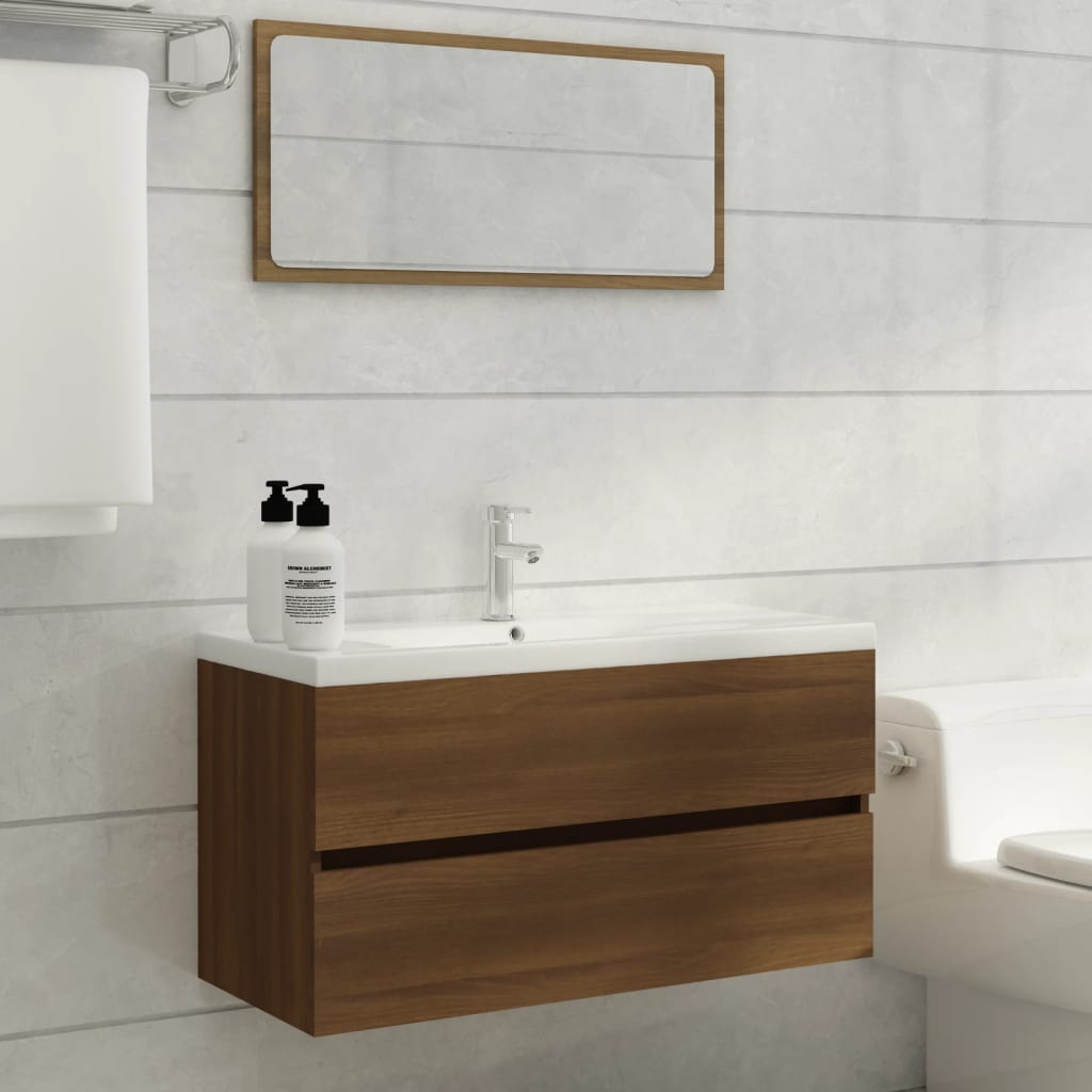 Mueble de lavabo madera de ingeniería roble marrón 90x38,5x45cm - Vetonek