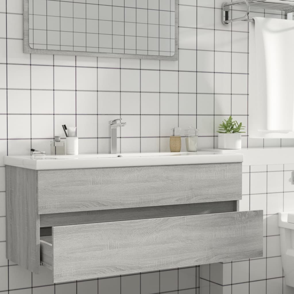 Mueble de lavabo madera de ingeniería gris Sonoma 100x38,5x45cm - Vetonek