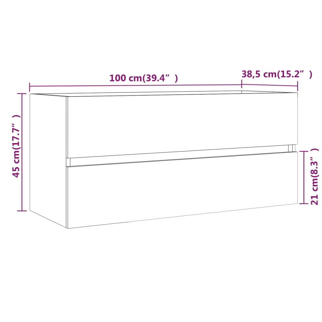 Mueble de lavabo madera de ingeniería gris Sonoma 100x38,5x45cm - Vetonek