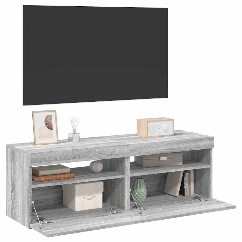 Vetonek Muebles de TV 2 uds con luces LED gris Sonoma 60x35x40 cm