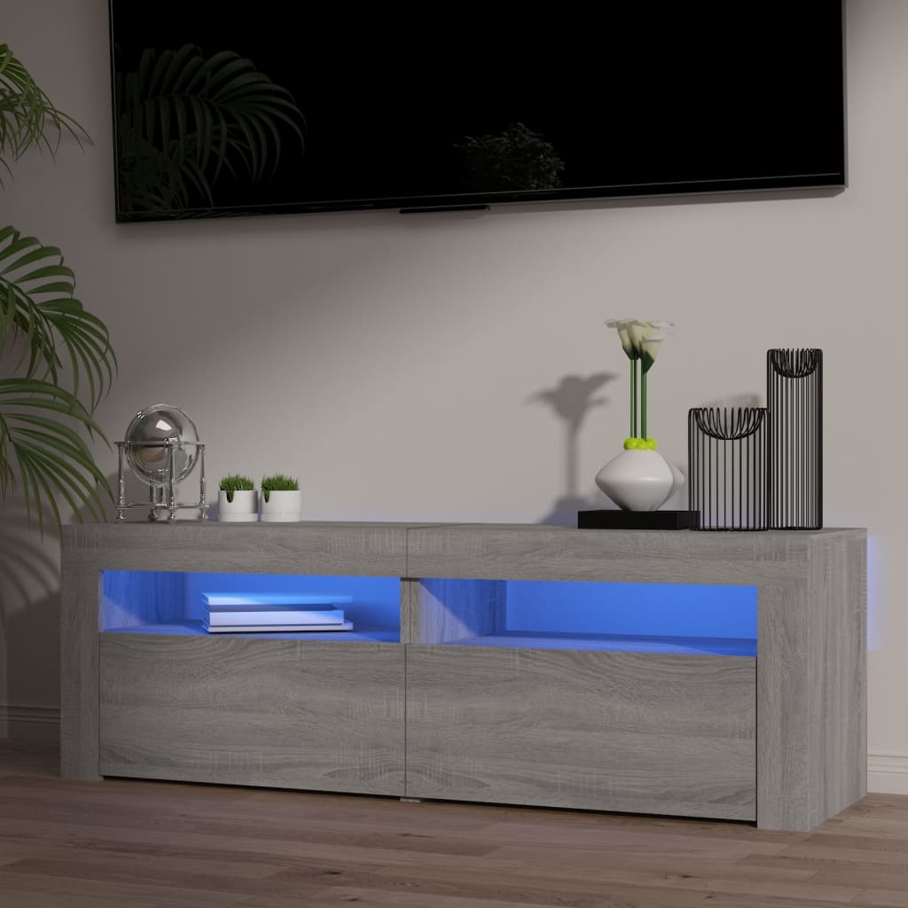 Vetonek Mueble de TV con luces LED gris Sonoma 120x35x40 cm