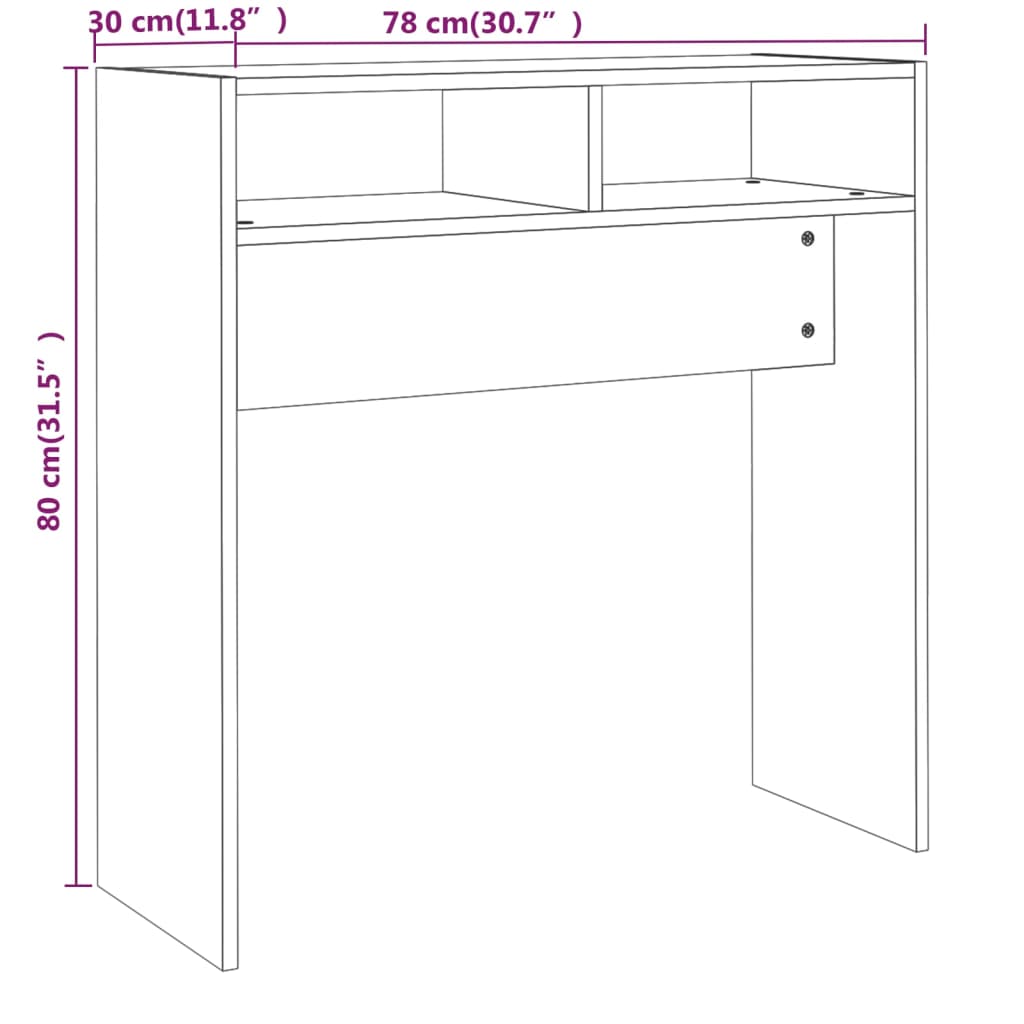 Mesa consola madera roble ahumado 78x30x80 cm vidaXL