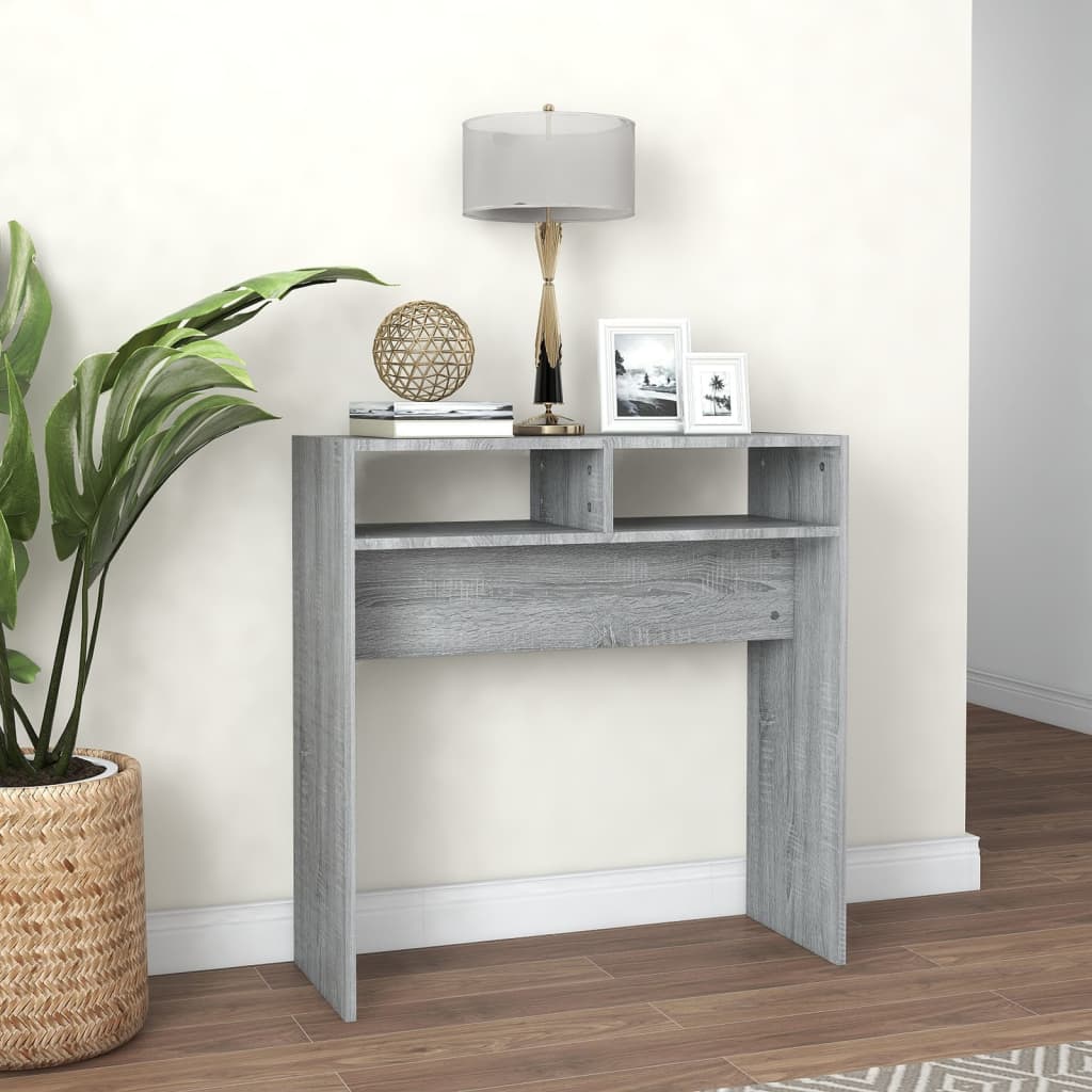 Vetonek Mesa consola madera contrachapada gris Sonoma 78x30x80 cm