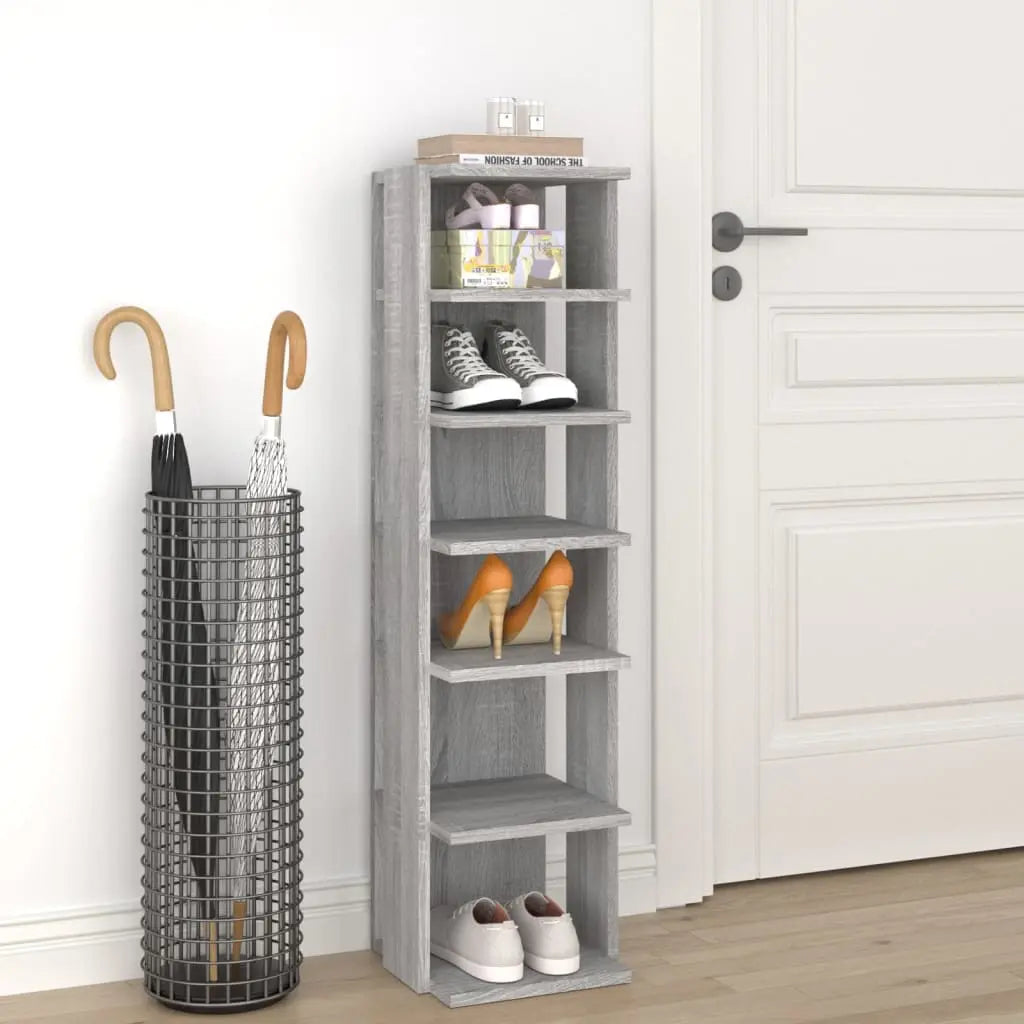 Vetonek Mueble zapatero madera contrachapada gris Sonoma 27,5x27x102 cm