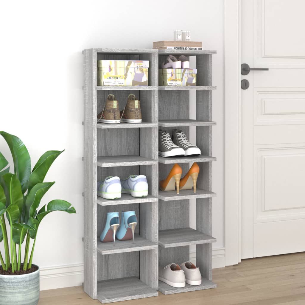 Vetonek Zapateros 2 uds madera contrachapada gris Sonoma 27,5x27x102 cm