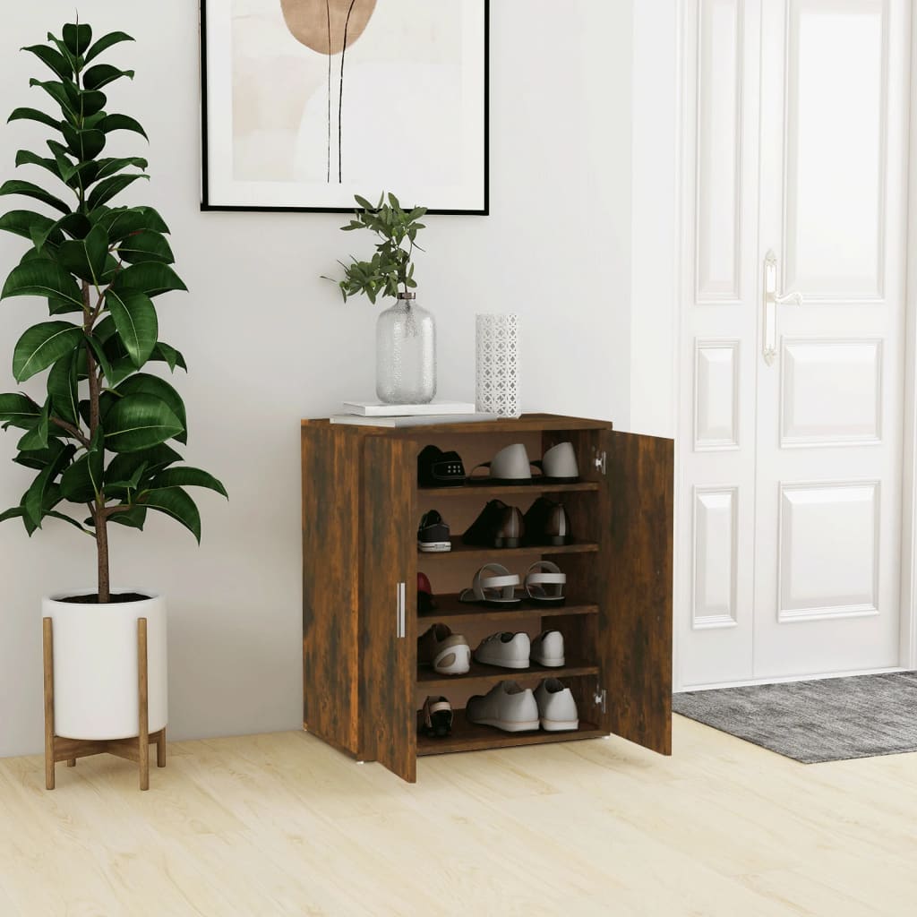 Vetonek Mueble zapatero madera contrachapada roble ahumado 60x35x70 cm