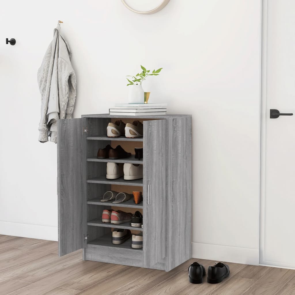 Vetonek Zapatero de madera contrachapada gris Sonoma 60x35x92 cm