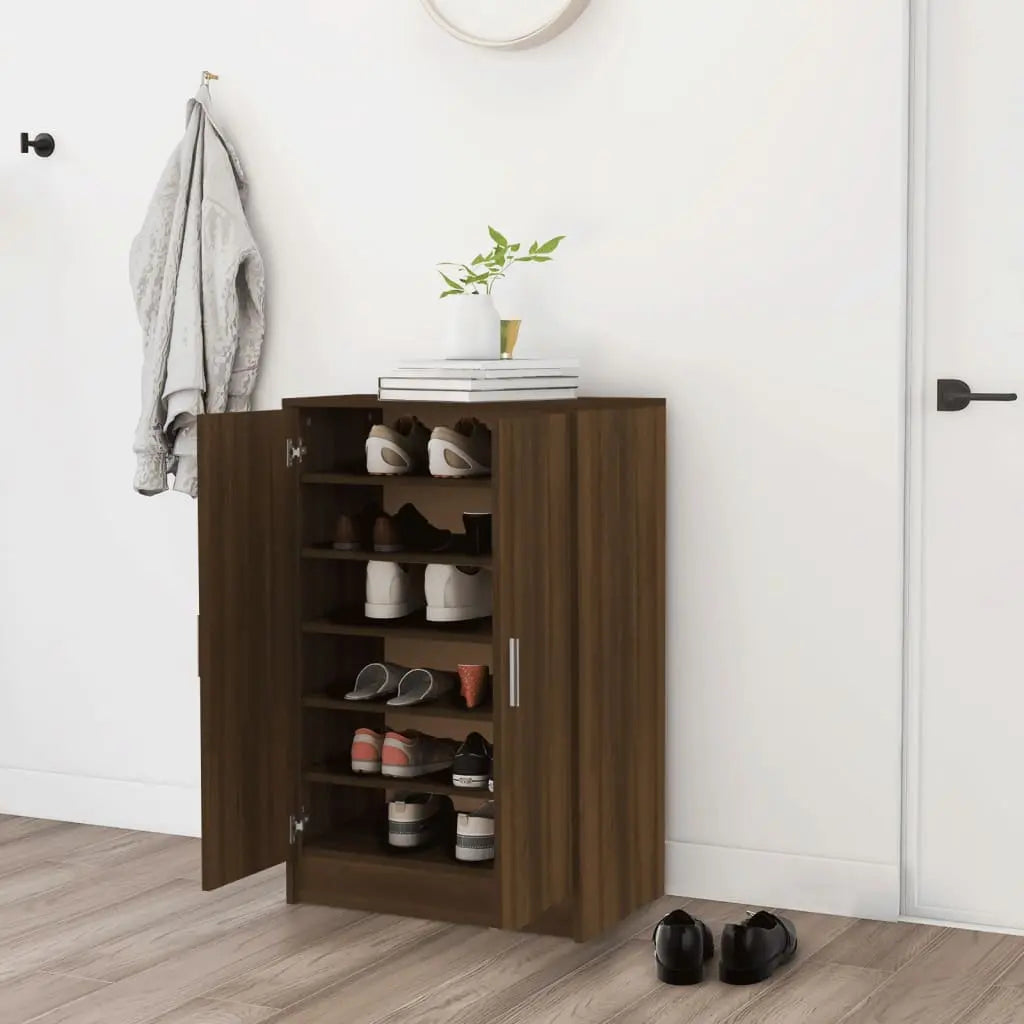 Vetonek Mueble zapatero madera contrachapada roble marrón 60x35x92 cm