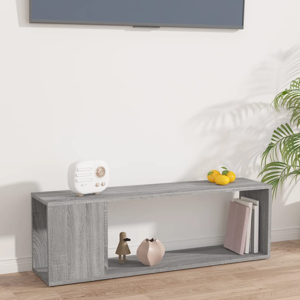 Vetonek Mueble de TV madera contrachapada gris Sonoma 100x24x32 cm