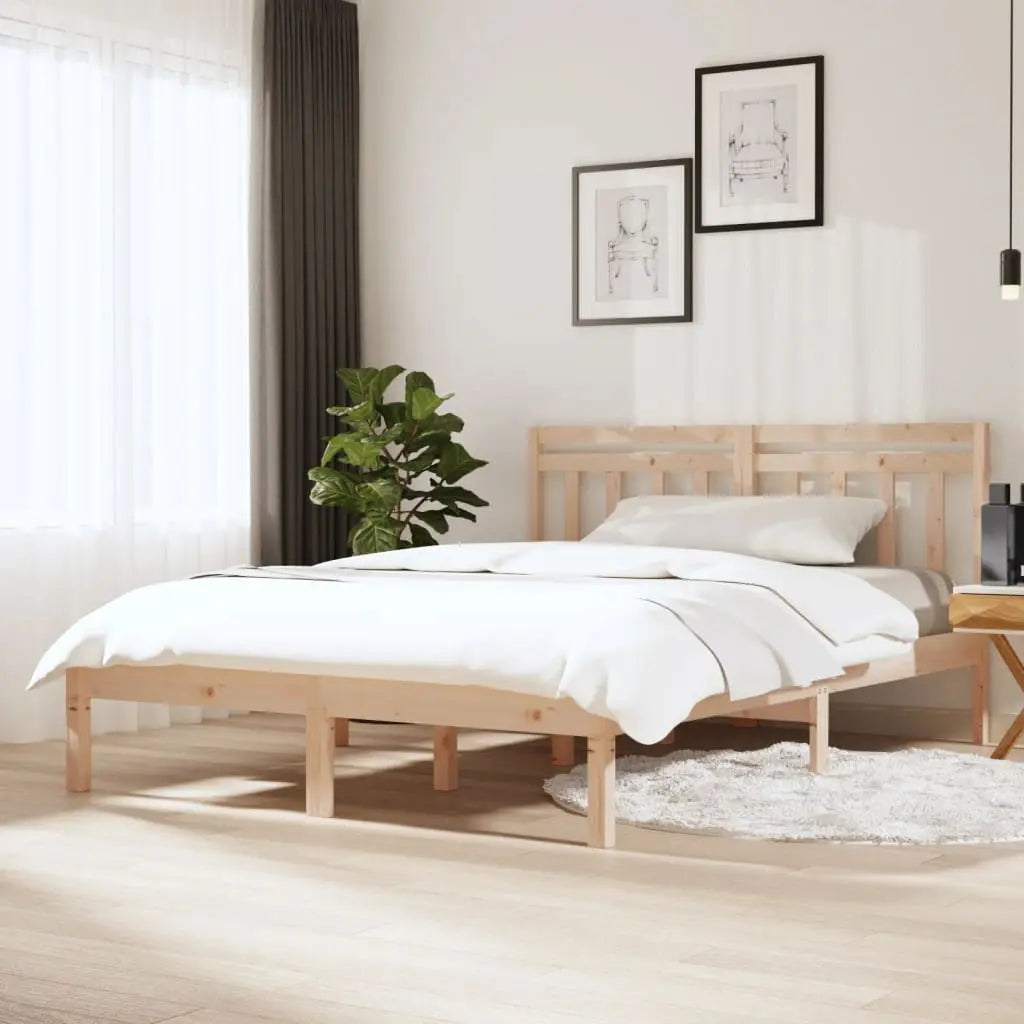 Vetonek Estructura de cama doble pequeña de madera maciza 120x190 cm