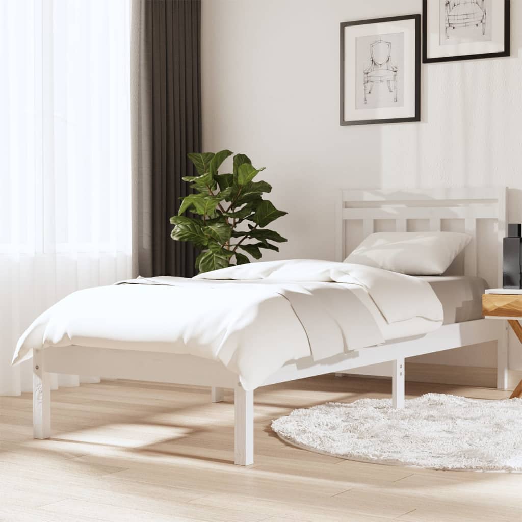 Vetonek Estructura de cama madera maciza de pino blanco 90x200 cm