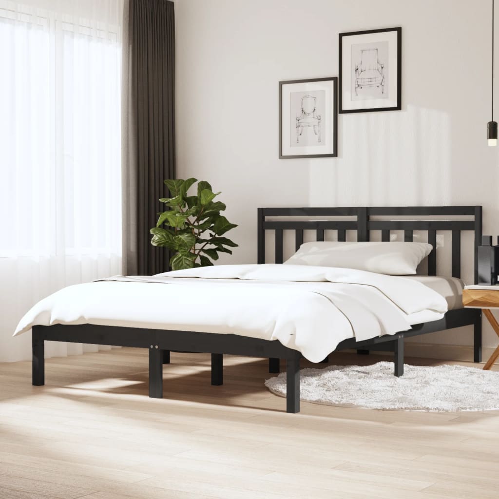 Vetonek Estructura de cama madera maciza de pino gris 120x200 cm