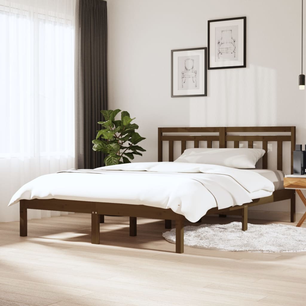 Vetonek Estructura de cama madera maciza de pino marrón miel 120x200 cm