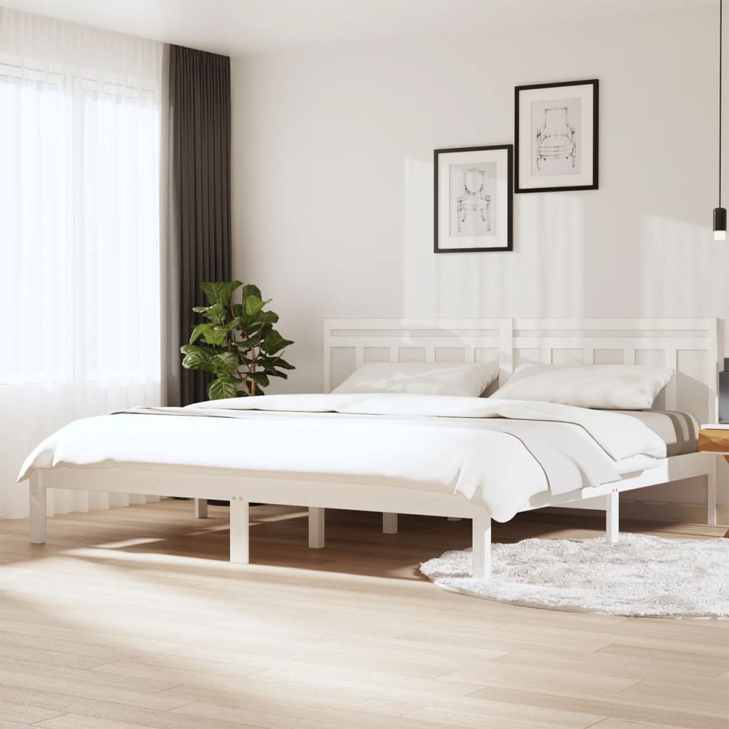 Vetonek Estructura de cama madera maciza de pino blanco 200x200 cm