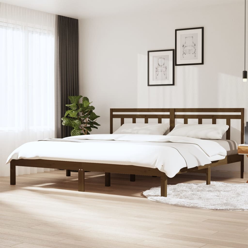 Vetonek Estructura de cama madera maciza de pino marrón miel 200x200 cm