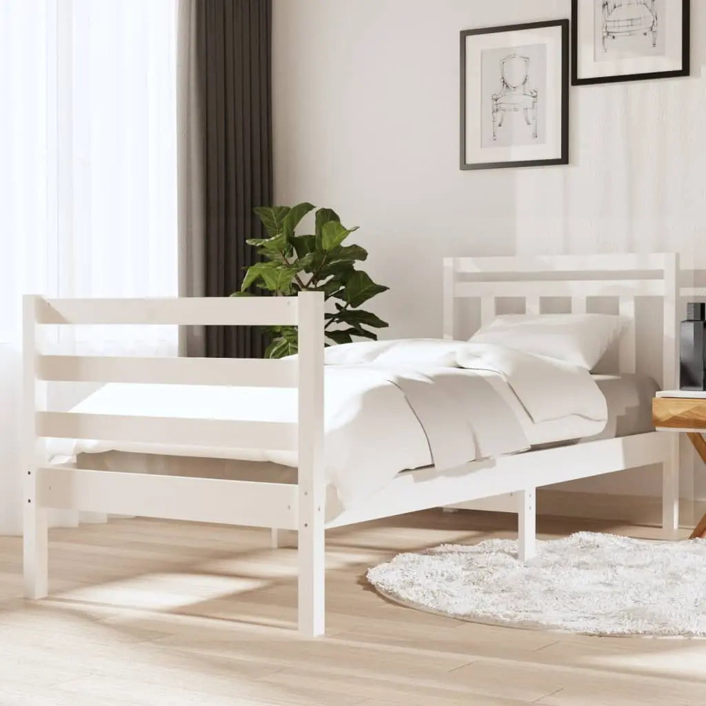 Vetonek Estructura de cama sin colchón madera maciza blanco 90x200 cm