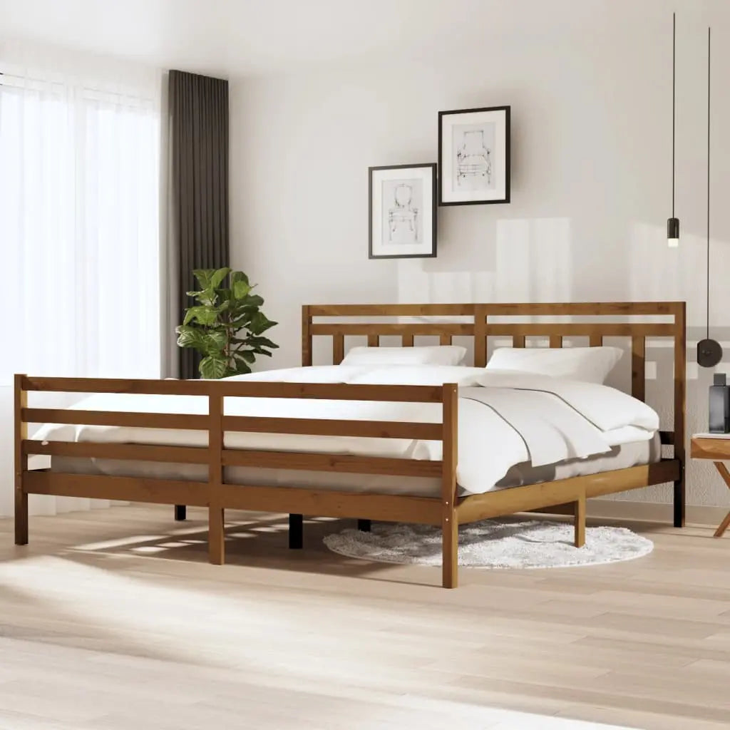 Vetonek Estructura de cama madera maciza marrón miel 200x200 cm