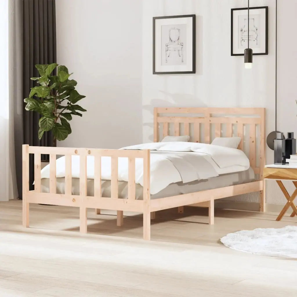 Vetonek Estructura de cama doble pequeña de madera maciza 120x190 cm