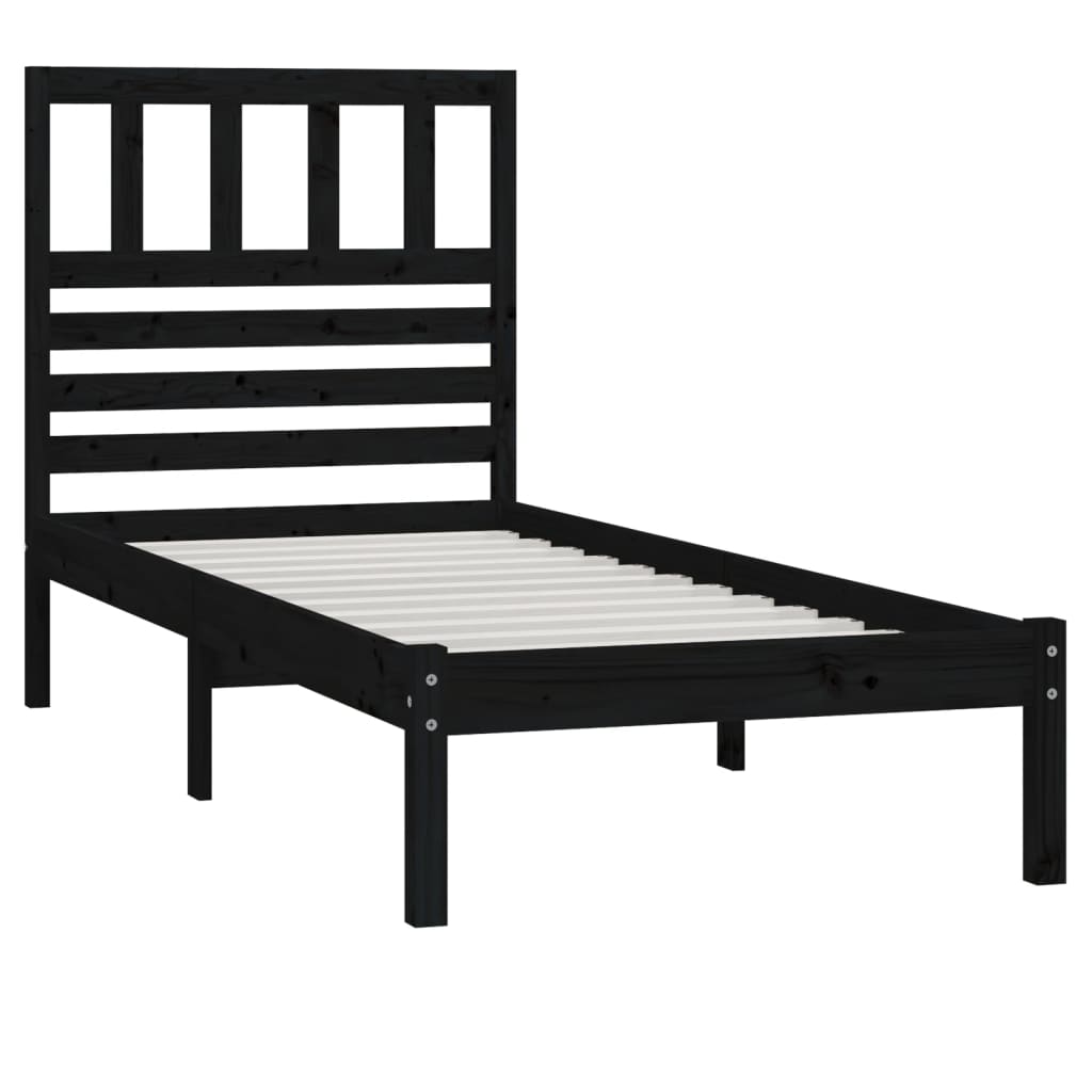 Estructura de cama madera maciza de pino negro 75x190 cm